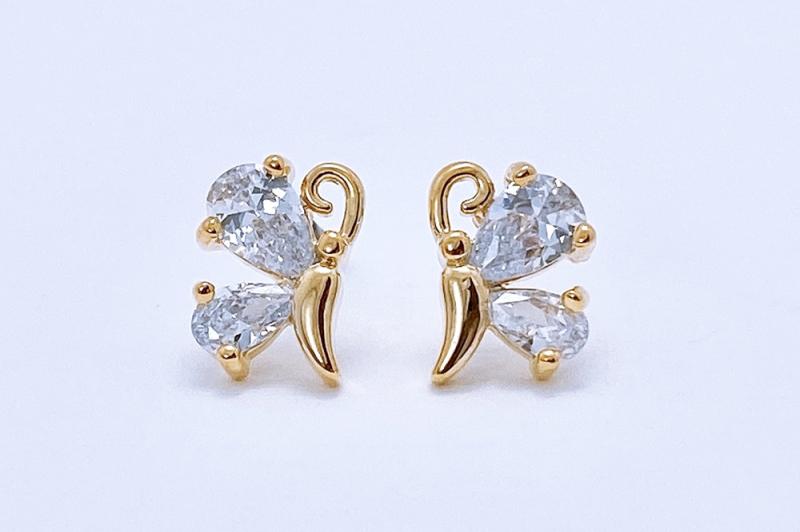 [Ozel] Casual Mood Glossy Brass Cubic Earrings